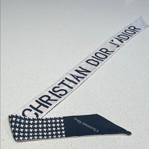 Vintage Christian Dior Black and Tan Silk Scarf